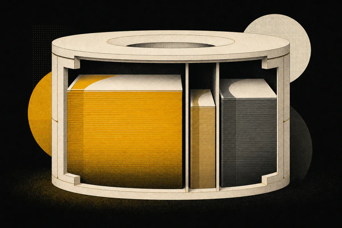 A finite archive split into three strictly separated reserves